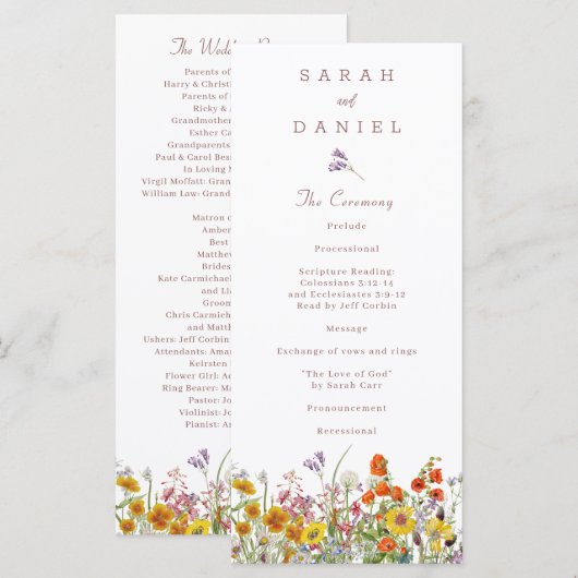 Wildflower Wedding Programme (Voorkant / Achterkant)