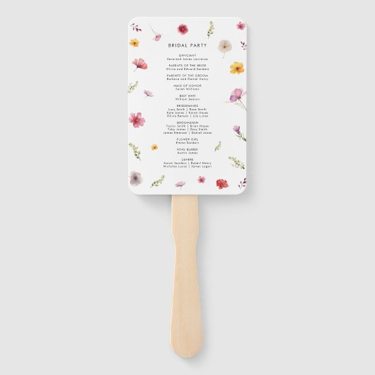 Wildflower Wedding Programme Handwaaier (Achterkant)