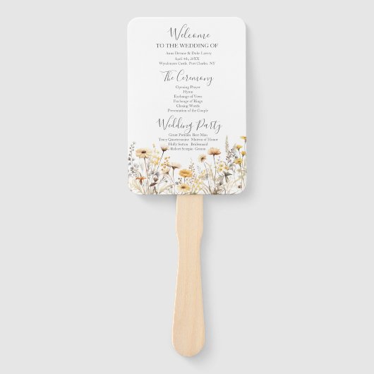 Wildflower Wedding Programme Handwaaier (Voorkant)