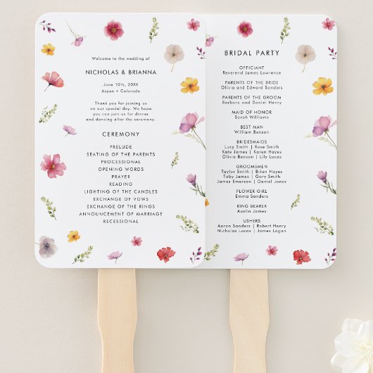Wildflower Wedding Programme Handwaaier