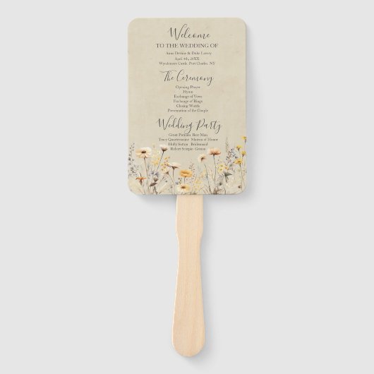 Wildflower Wedding Programme Handwaaier (Voorkant)