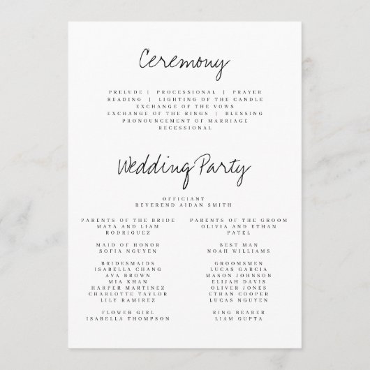 Wildflower Wedding Programme Programmakaart (Achterkant)