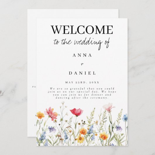 Wildflower Wedding Programme Programmakaart (Voorkant / Achterkant)