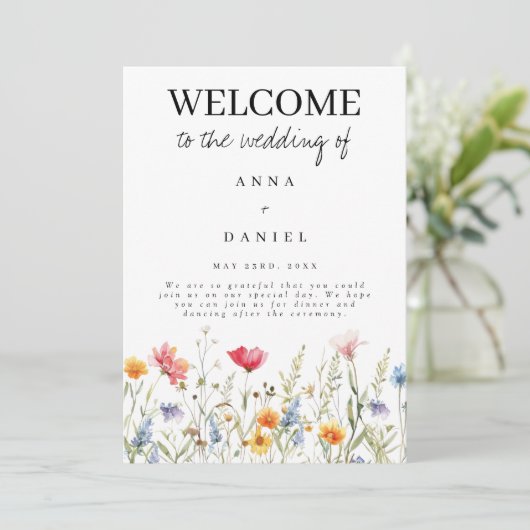 Wildflower Wedding Programme Programmakaart (Staand voorkant)