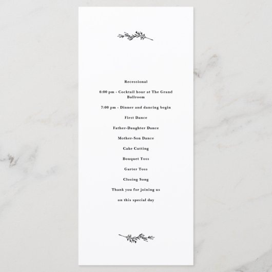 Wildflower Wedding Programme Programmakaart (Achterkant)