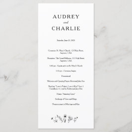 Wildflower Wedding Programme Programmakaart