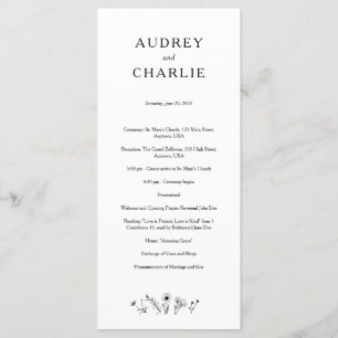 Wildflower Wedding Programme Programmakaart