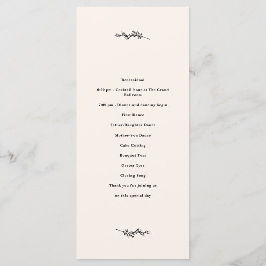 Wildflower Wedding Programme Programmakaart (Achterkant)