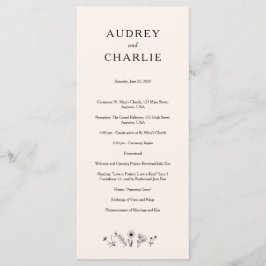 Wildflower Wedding Programme Programmakaart