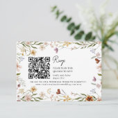 Wildflower Wedding QR RSVP Enclosure Card Kaart (Staand voorkant)