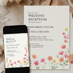 Wildflower Wedding Reception Pink Orange Floral Kaart<br><div class="desc">Wildflower wedding reception only invitation with watercolor country wild flowers. The design features delicate hand-painted style flowers in soft hues, creating a romantic and whimsical atmosphere. The pretty blooms in pink orange and yellow, evoke a sense of enchanting romance, making it ideal for garden or outdoor weddings. Perfect for a...</div>