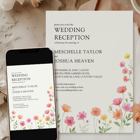 Wildflower Wedding Reception Pink Orange Floral Kaart