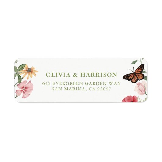 Wildflower Wedding Return Address Labels (Voorkant)