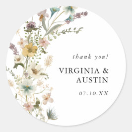 Wildflower Wedding Ronde Sticker