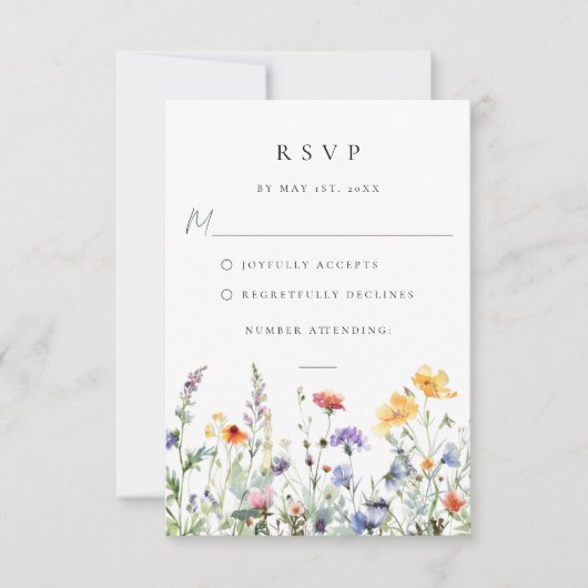 Wildflower Wedding RSVP Card (Voorkant)