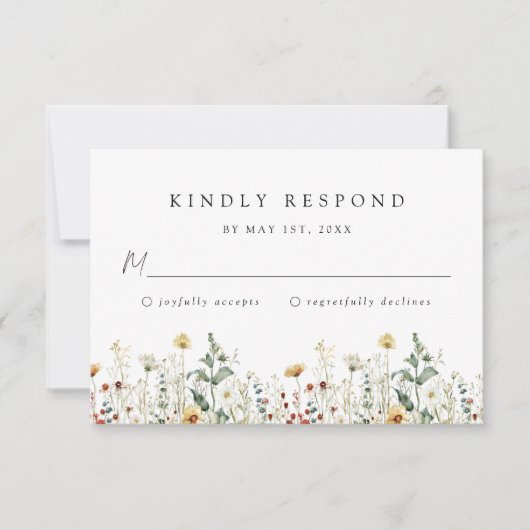 Wildflower Wedding RSVP Card (Voorkant)