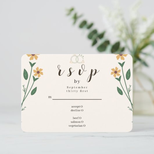 Wildflower Wedding RSVP Card Kaartje (Staand voorkant)
