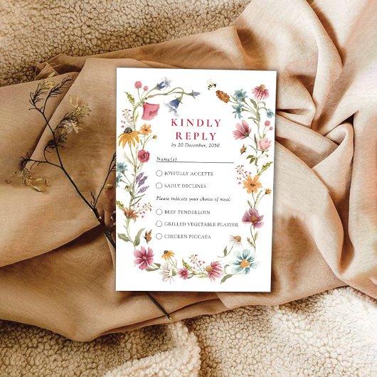 Wildflower Wedding RSVP-kaart RSVP Kaartje