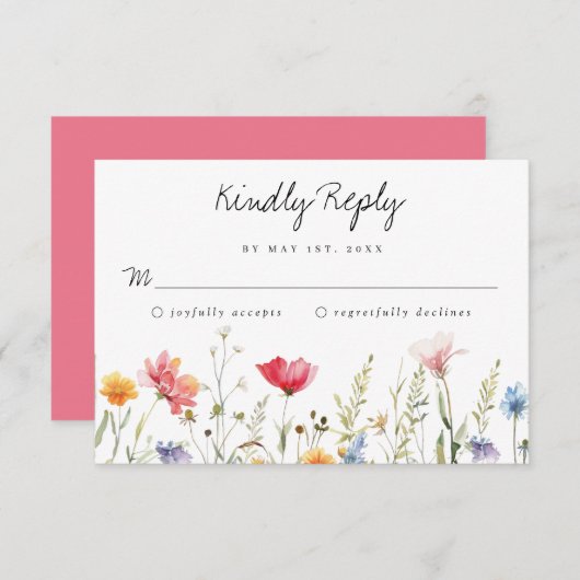 Wildflower Wedding RSVP-kaart RSVP Kaartje (Voorkant / Achterkant)