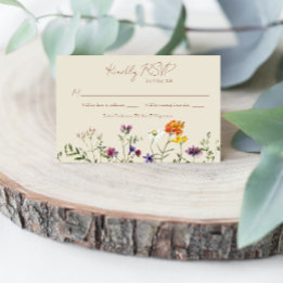 Wildflower Wedding RSVP Kaart – Waterverf Bloemen