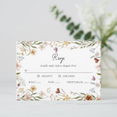 Wildflower Wedding RSVP Meal Choice Enclosure Card Kaart (Staand voorkant)