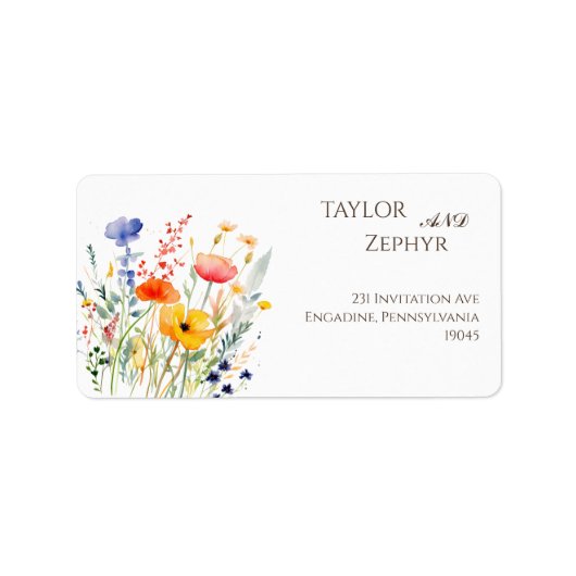 Wildflower Wedding RSVP Retouradres Etiket (Voorkant)