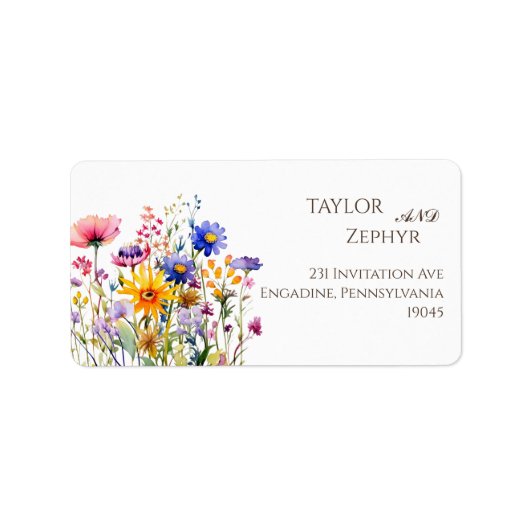 Wildflower Wedding RSVP Retouradres Etiket (Voorkant)