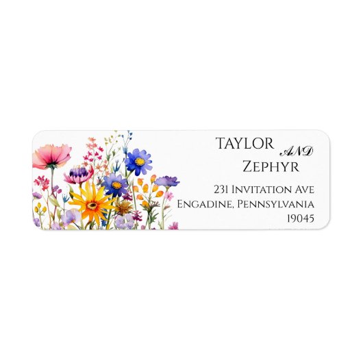Wildflower  Wedding RSVP Return Address  Etiket (Voorkant)