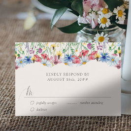 Wildflower Wedding Rustic Country Flower RSVP Card