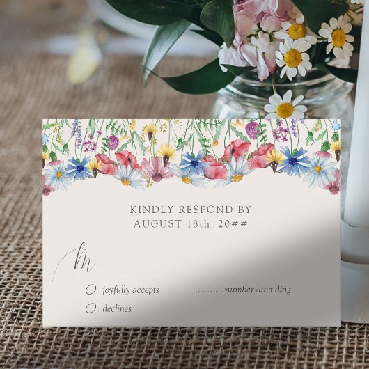 Wildflower Wedding Rustic Country Flower RSVP Card