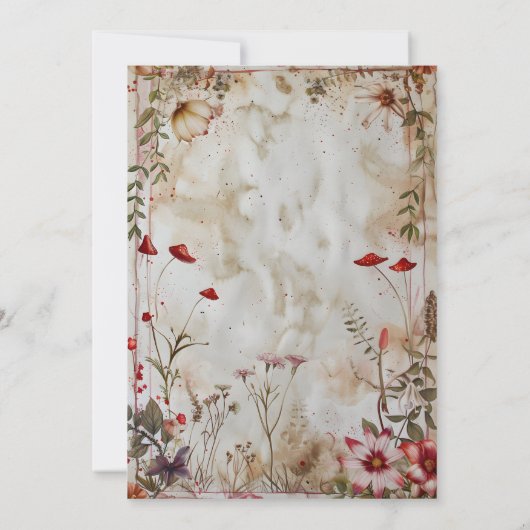 Wildflower Wedding Rustic Floral Kaart (Achterkant)