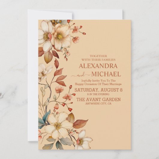 Wildflower Wedding Rustic Floral Kaart (Voorkant)