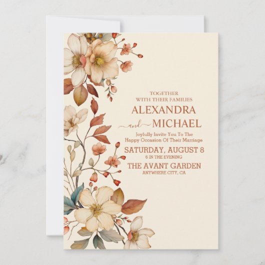 Wildflower Wedding Rustic Floral Kaart (Voorkant)