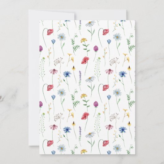 Wildflower Wedding Rustic Floral Kaart (Achterkant)