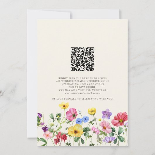Wildflower Wedding Rustiek Chic Boho QR-code Kaart (Achterkant)