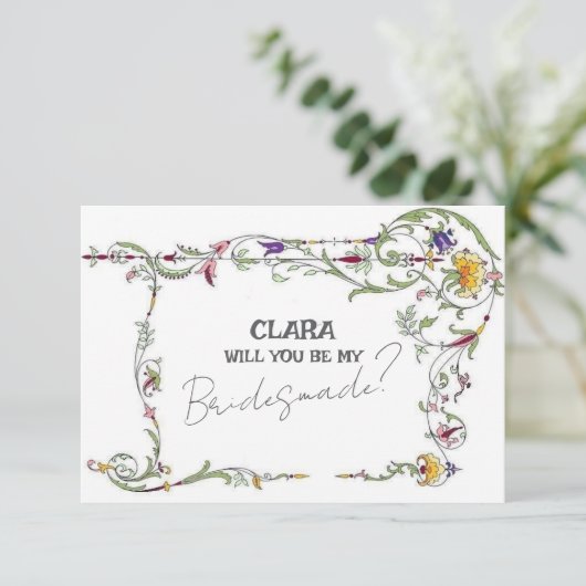 Wildflower Wedding Rustiek Country Bridesmade Kaart (Staand voorkant)