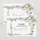 Wildflower Wedding Rustiek Country Bridesmade Kaart (Voorkant / Achterkant)