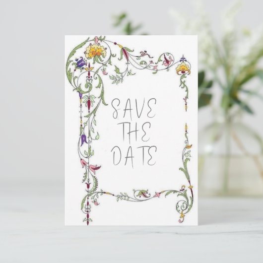 Wildflower Wedding Rustiek Land Wilde Bloemen Wed Save The Date (Staand voorkant)