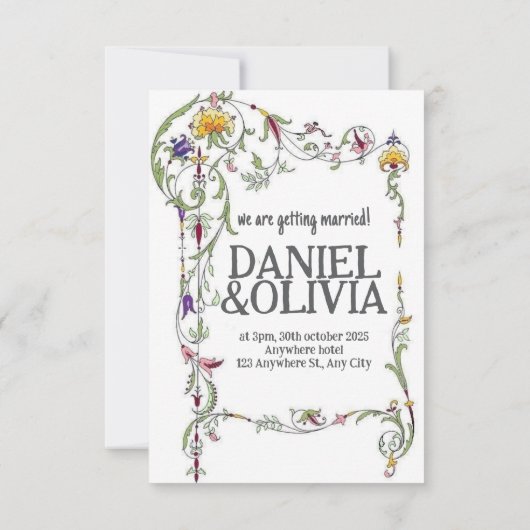 Wildflower Wedding Rustiek Land Wilde Bloemen Wed Save The Date (Achterkant)