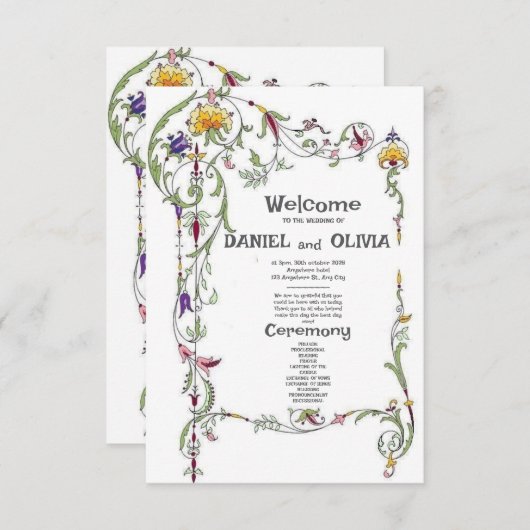 Wildflower Wedding Rustieke landprogramma's (Voorkant / Achterkant)