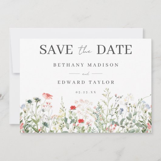 Wildflower Wedding Save The Date (Voorkant)