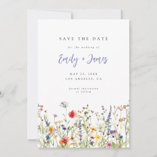 Wildflower Wedding Save The Date (Voorkant)