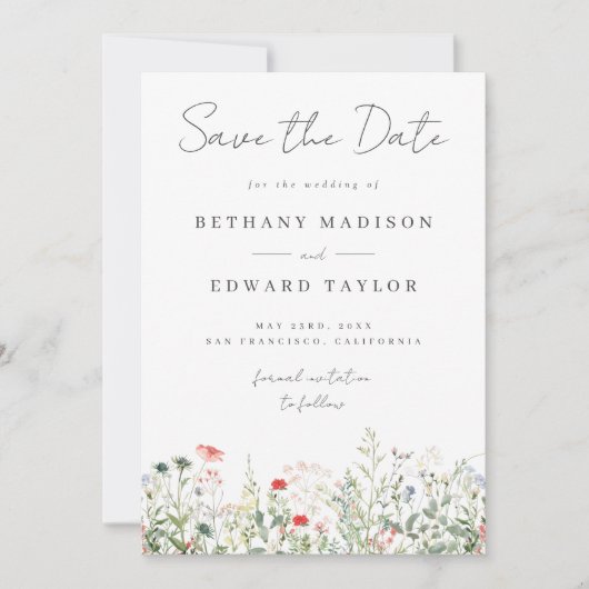 Wildflower Wedding Save The Date (Voorkant)