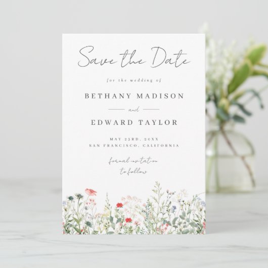 Wildflower Wedding Save The Date (Staand voorkant)