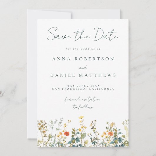 Wildflower Wedding Save The Date (Voorkant)