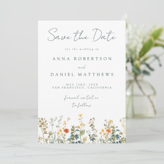 Wildflower Wedding Save The Date (Staand voorkant)