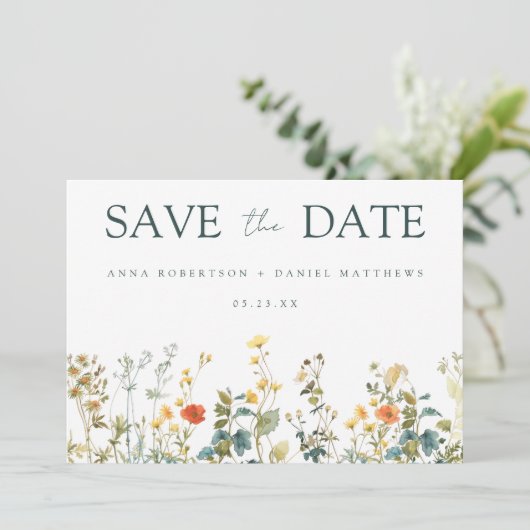 Wildflower Wedding Save The Date (Staand voorkant)