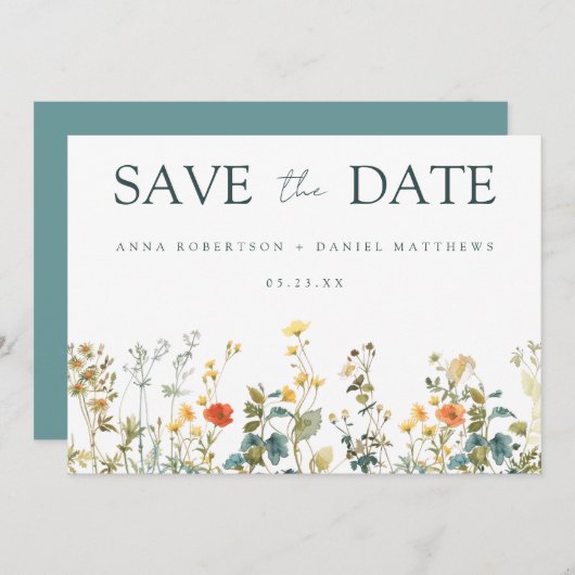 Wildflower Wedding Save The Date (Voorkant / Achterkant)