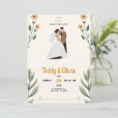 Wildflower Wedding Save the Date Card  (Staand voorkant)