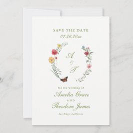 Wildflower Wedding Save the Date Card Kaart